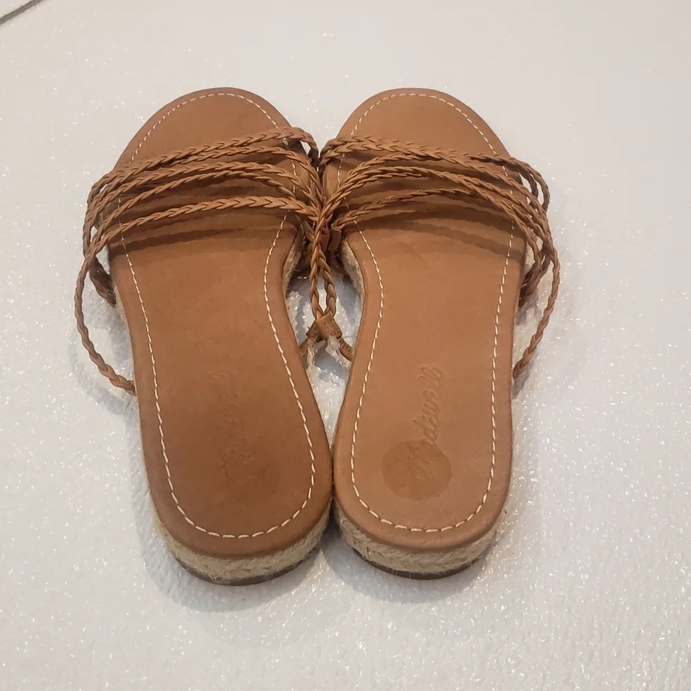 Madewell NWOT The Kathryn Espadrille Slide Sandal in Leather Brown